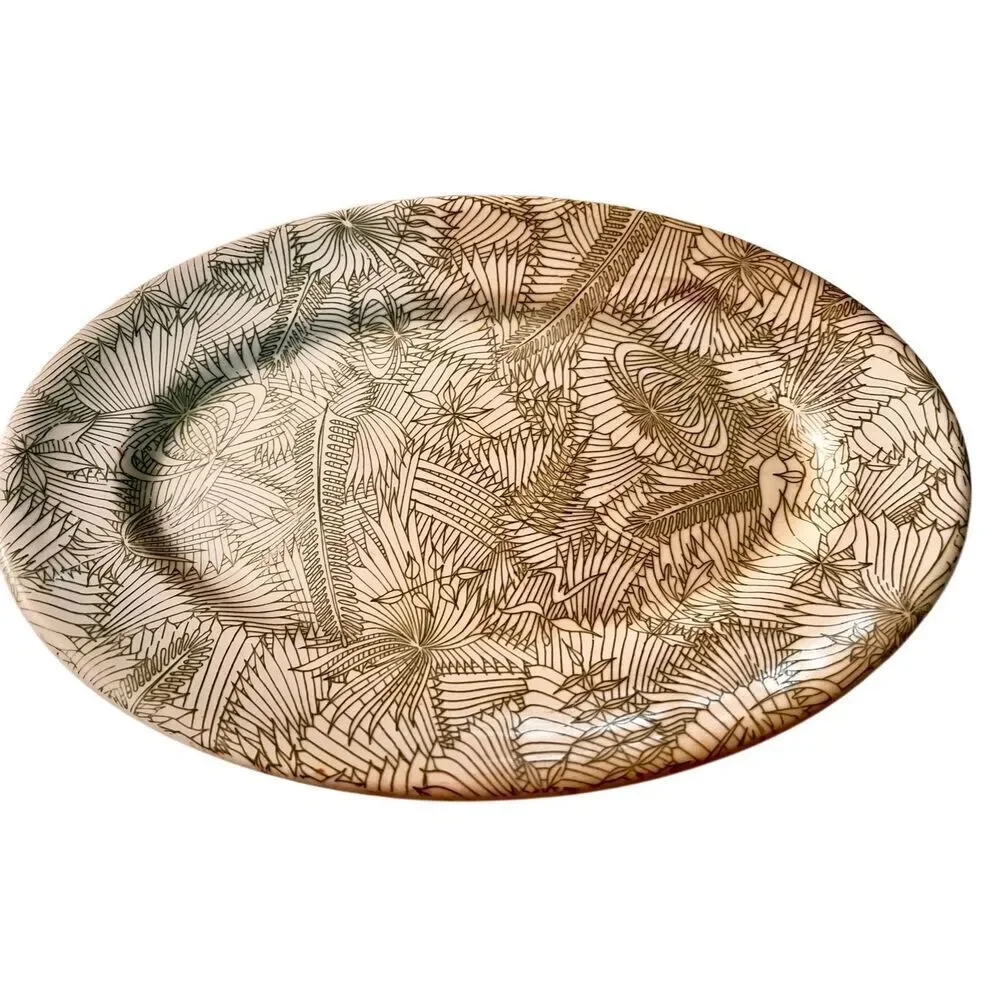 SET OF 2 VINTAGE MCM PETER TERRIS SHENANGO CHINA SWEET GRASS SERVING PLATTER
